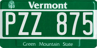 VT license plate PZZ875
