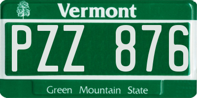 VT license plate PZZ876