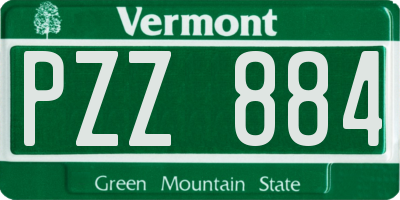 VT license plate PZZ884