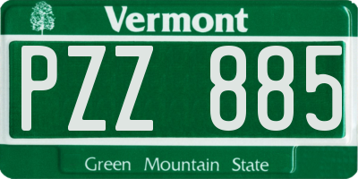 VT license plate PZZ885