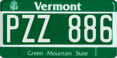 VT license plate PZZ886