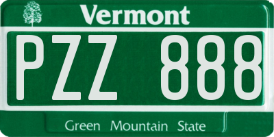 VT license plate PZZ888