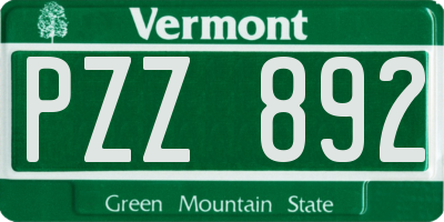 VT license plate PZZ892