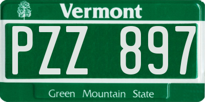 VT license plate PZZ897