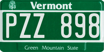 VT license plate PZZ898