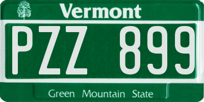 VT license plate PZZ899