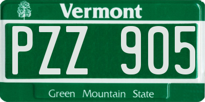 VT license plate PZZ905