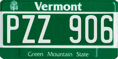 VT license plate PZZ906