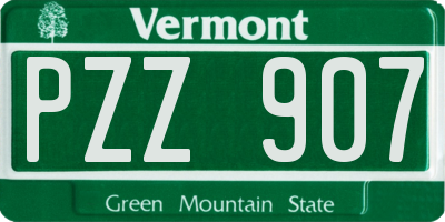 VT license plate PZZ907