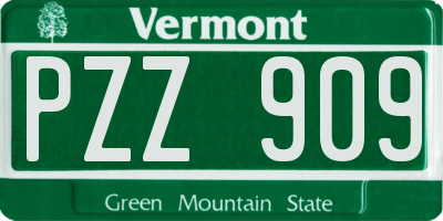 VT license plate PZZ909