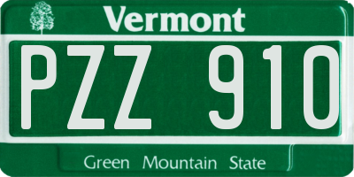 VT license plate PZZ910