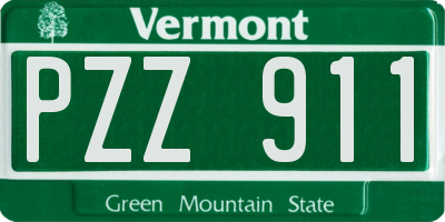 VT license plate PZZ911