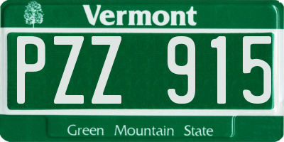 VT license plate PZZ915