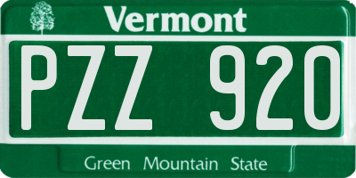 VT license plate PZZ920