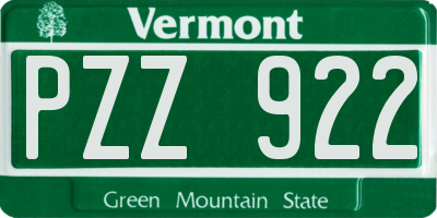 VT license plate PZZ922
