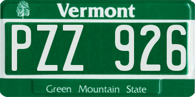 VT license plate PZZ926