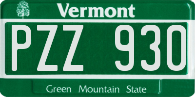VT license plate PZZ930