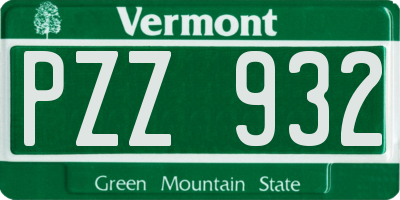 VT license plate PZZ932