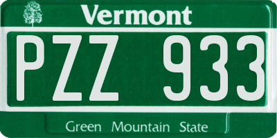 VT license plate PZZ933