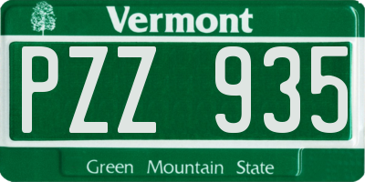 VT license plate PZZ935