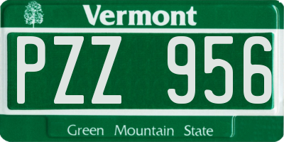 VT license plate PZZ956