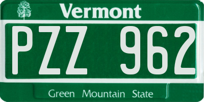 VT license plate PZZ962