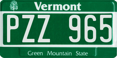 VT license plate PZZ965