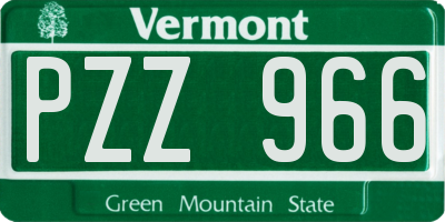 VT license plate PZZ966
