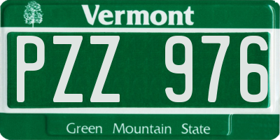 VT license plate PZZ976