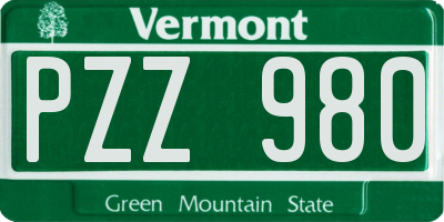 VT license plate PZZ980