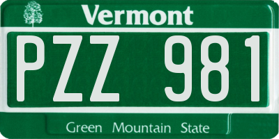 VT license plate PZZ981