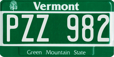 VT license plate PZZ982