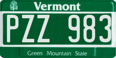VT license plate PZZ983