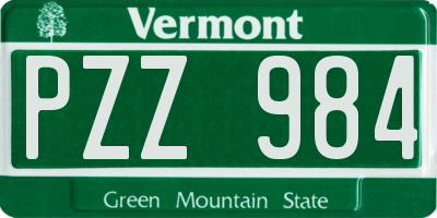 VT license plate PZZ984