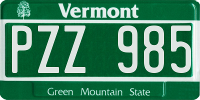 VT license plate PZZ985