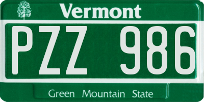 VT license plate PZZ986