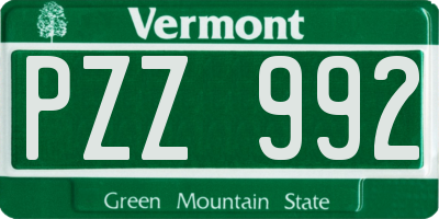 VT license plate PZZ992