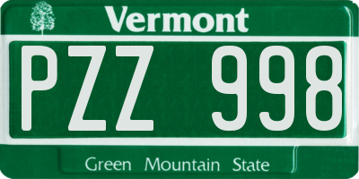 VT license plate PZZ998