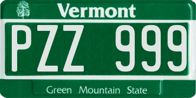 VT license plate PZZ999