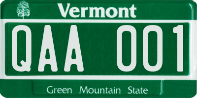 VT license plate QAA001