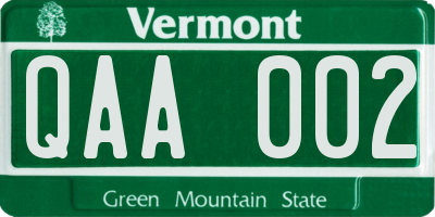 VT license plate QAA002