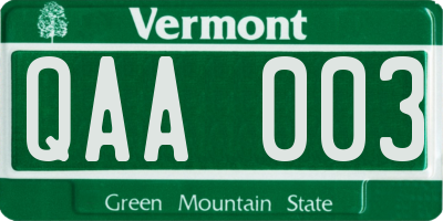 VT license plate QAA003