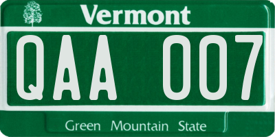 VT license plate QAA007