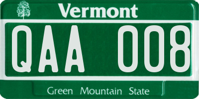 VT license plate QAA008