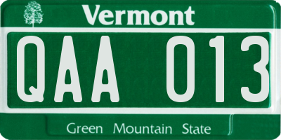 VT license plate QAA013