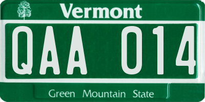 VT license plate QAA014