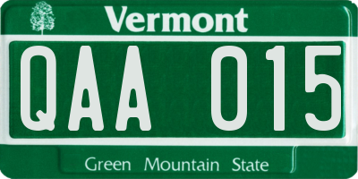 VT license plate QAA015