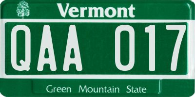 VT license plate QAA017