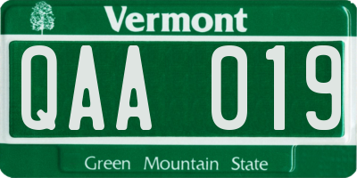 VT license plate QAA019