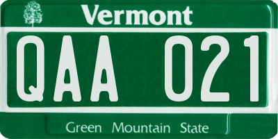 VT license plate QAA021